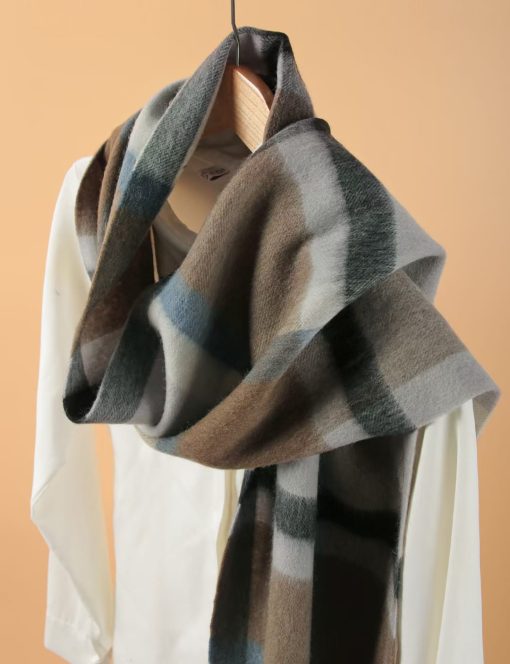100% Lambwool Winter Checked Scarf For Men SWR0737