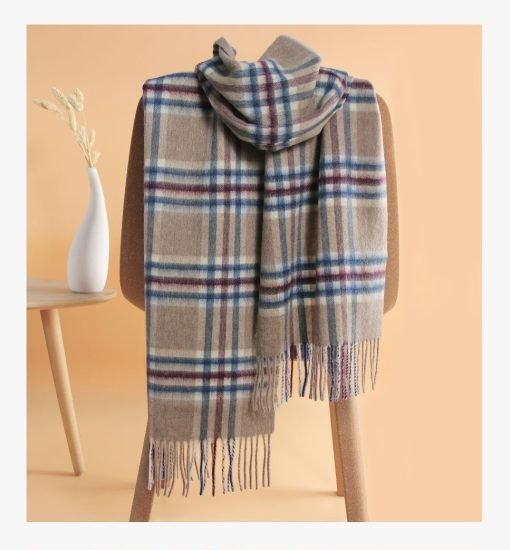 100% Lambwool Winter Checked Scarf For Men SWR0737 - Camel