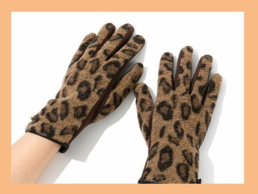 Ladies Gloves Leopard Print Fleece Lined G188