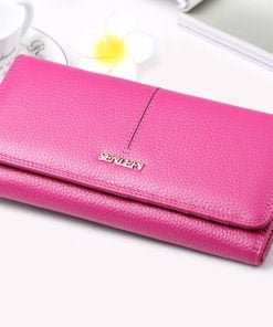100% full leather Ladies Purses 5058 - Cerise Pink