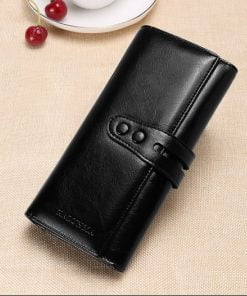 100% full leather Ladies Purses 8007 - Black