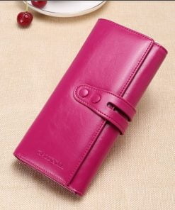 100% full leather Ladies Purses 8007 - Cerise Pink