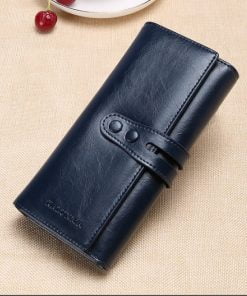 100% full leather Ladies Purses 8007 - Navy