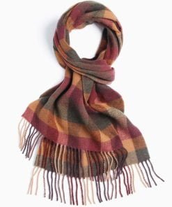 100% Lambswool Winter Checked Scarves For Men (0730) - Red