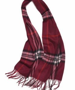 100% Lambwool Winter Checked Scarf For Men (0182) - Burgundy Wine