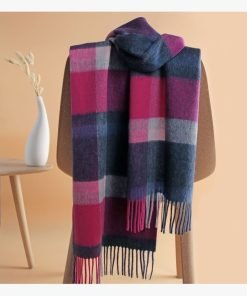 100% Lambwool Winter Checked Scarf Unisex SWR0737 - Grey