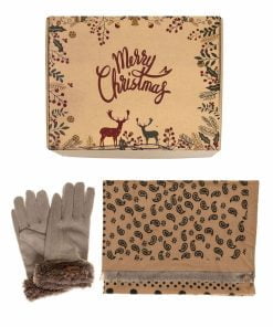 Christmas Gift Box Tan Scarf and Gloves 001