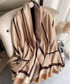 Designer Inspired print Scarf D035 - Beige