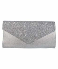 Glitter Clutch Bag Flap Envelope bag  18004 - Silver