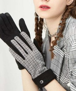 Ladies Gloves Black check S1005