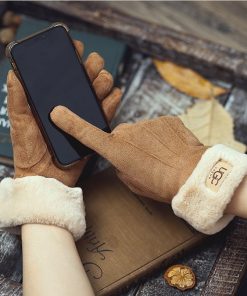 Ladies Gloves Camel E001 Faux Sheepskin