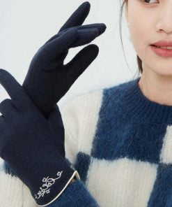 Ladies Gloves Lined S1007 Beige Navy