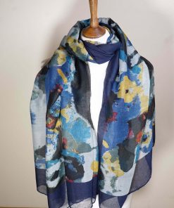 Printed Scarf A050 - Navy