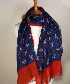 Printed Scarf B009 - Navy