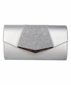 Silver Glitter Clutch Bag Flap Envelope bag 18034